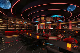 3d interior design lounge, bar, night club, cafe, restaurant