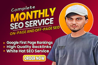 do complete monthly SEO with on page and off page backlinks