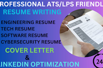write or edit engineering resume, tech resume, software resume and cover letter