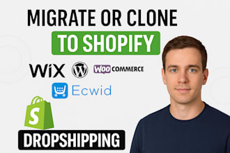 migrate clone wix wordpress woocommerce ecwid to shopify build shopify website