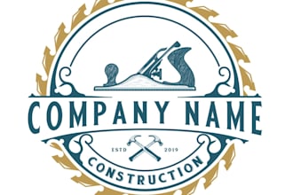 create hand drawn, vintage woodwork logo design
