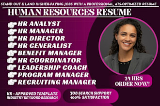 write professional human resources resume, benefit, HR manager, HR generalist