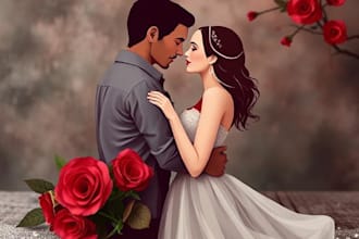 design illustrated romance book cover design for amazon kdp