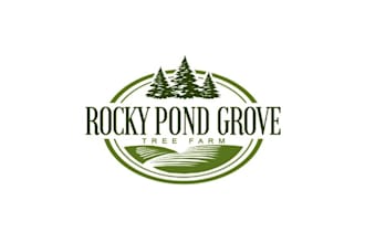 design powerful rocky pond grove tree farm logo