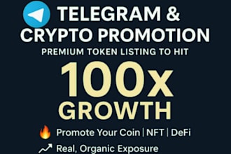 do telegram promotion, crypto promotion, token listing premium token to hit 100x