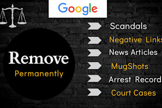 permanently remove news articles mugshots arrest records cases from google