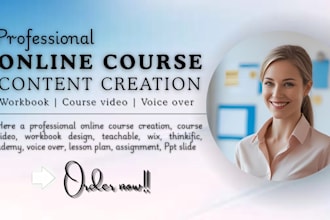 do online course, creation workbook ppt presentation video, voice over uploading