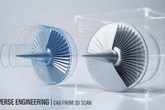 do reverse engineering on 3d scan models, step file, dwg fbx obj stl printables