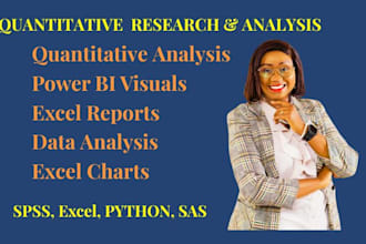 do quantitative research, power bi, python, excel data analysis, charts, reports