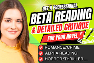 be your alpha and romance beta reader for your fiction book
