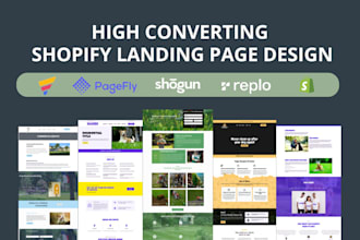 shopify landing page for shopify store in replo, pagefly, shogun, gempage