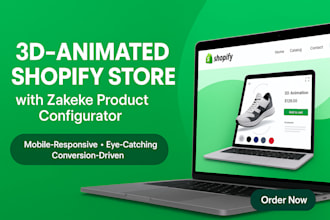 design shopify 3d animated landing page shopify 3d product zakeke design