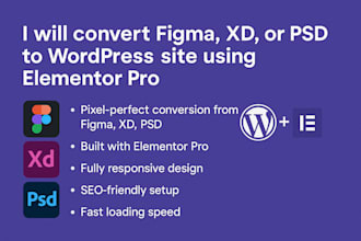 convert figma, xd, or PSD into a responsive wordpress website with elementor