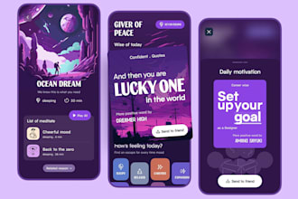 develop a meditation app, an affirmation app, and a daily yoga fitness app