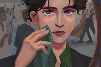 do your dnd character art, providing drawing process, no ai