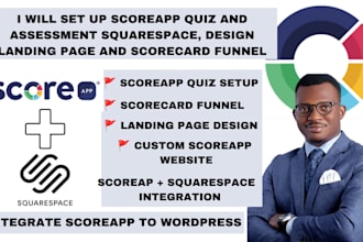 set up scoreapp quiz and assessment on squarespace, with landing page for lead