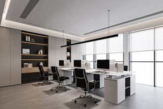 render 3d modern home office,3d cooperate room,3d meeting space, virtual staging