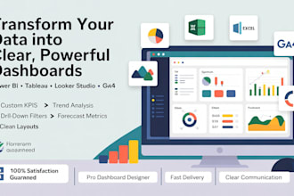build expert dashboards in power bi, tableau, excel, looker, or ga4 data