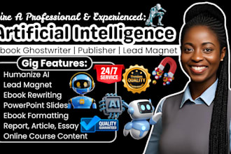 write artificial intelligence ebook robotics, ml, online course, lead magnet ppt
