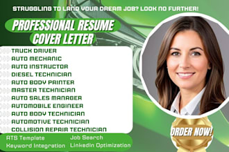 write automobile resume for auto body, master technician, auto sales manager cv