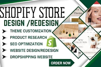 create shopify beauty fashion jewelry website store build shopify store