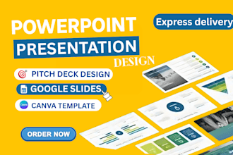 create modern pitch deck, powerpoint slides, and google presentation