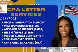 provide a CPA letter for uscis, visa application, or immigration support