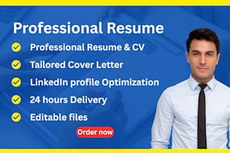 write professional resume, ats CV and cover letter in 24 hrs