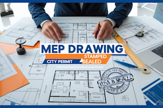 provide mep drawing, architecture drawing, floor plan for city permit tx, fl, ca