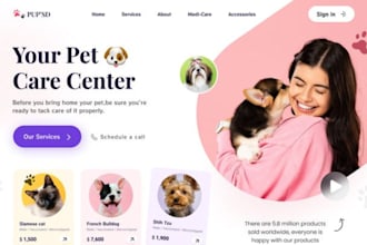 build 3d animated shopify pet store, pet care website, pet product dropshipping