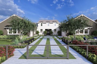 reform 3d farmhouse exterior,cottage villa,landscape design,tiny house,cgi model