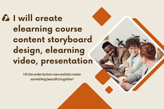 create elearning course content storyboard design, elearning video, presentation