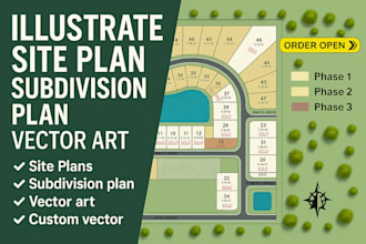 illustration a site plan, subdivision plan or any vector art