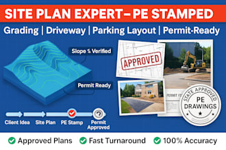 design accurate site plans with grading, driveway, parking and pe stamped plans