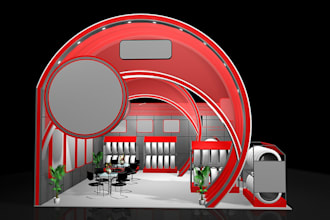 do 3d kiosk design, exhibition stall, trade booth, standee, trade show booth