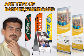 design feather flag, roller banner, billboard, vinyl signboard a frame sign