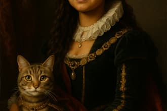turn you and your pet into royal portrait art