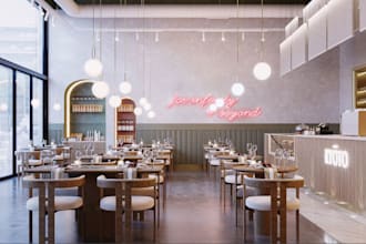 rebuild 3d restaurant interior design, bar, coffee shop, cafe, 3d rendering ,cad