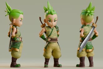 do 3d character modeling rigging texture uv mapping for your game and animation