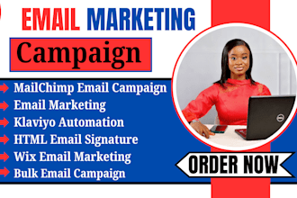 send wix email marketing klaviyo b2b mailchimp HTML signature send bulk campaign