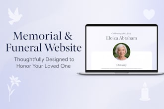design personal website for funeral, memorial, celebration of life