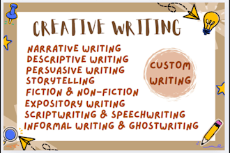 be your high quality creative writer