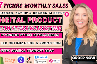 promote digital product store, stan store marketing, gumroad, beacon or etsy