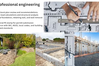 design, review, and pe stamp load bearing, foundation, and retaining wall plans