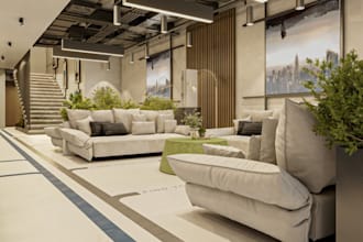 redesign 3d reception area,lobby rendering,cgi office interior,open plan lounge