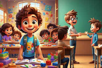 create awesome children storybook illustration, kid story picture book,kids book