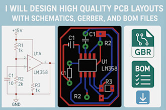 design high quality pcb layouts with schematics, gerber, and bom files