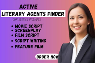 find top active literary agents for your movie script,scriptwriting,film writing