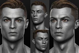 realistic 3d head sculpt 3d face likeness game ready bust model stl 3d printing