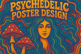 design psychedelic poster vintage 70s concert poster trippy artwork album cover